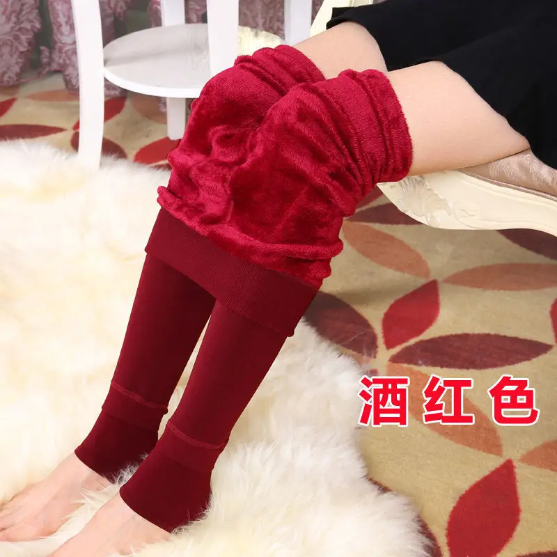 Women's Black Velvet Warm Leggings High Waist Slimming - Image 4