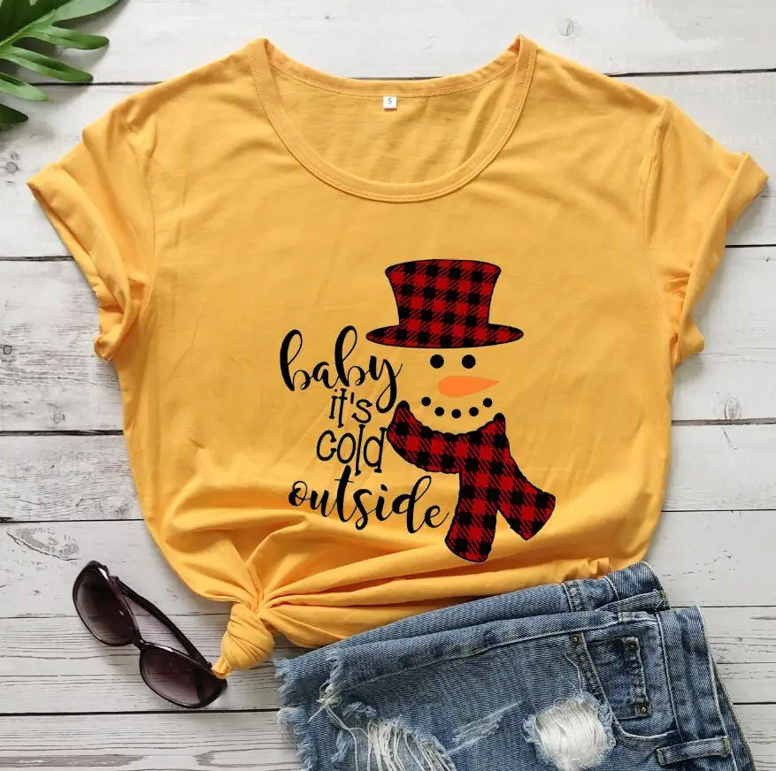 Christmas Baby Red Plaid Snowman T-Shirt - Image 3