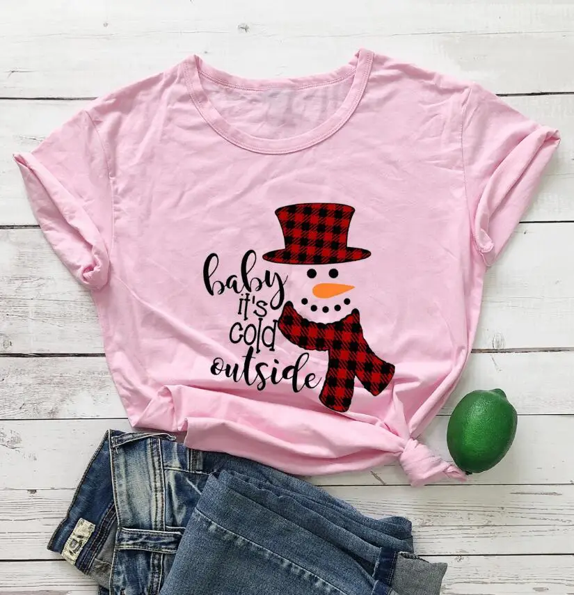 Christmas Baby Red Plaid Snowman T-Shirt - Image 4