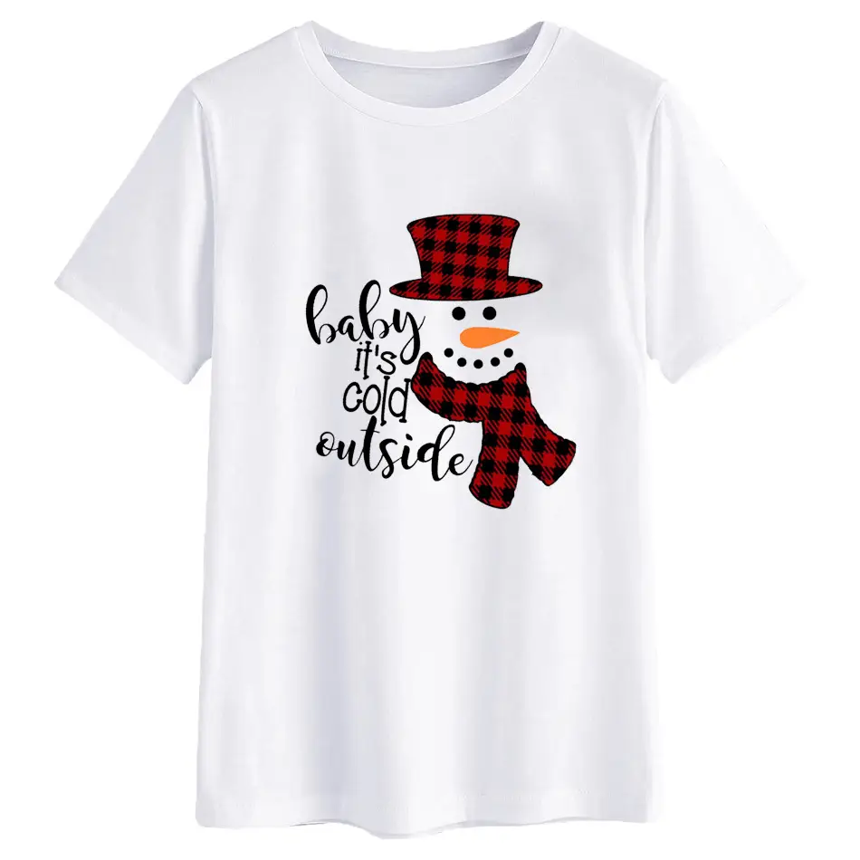 Christmas Baby Red Plaid Snowman T-Shirt - Image 5