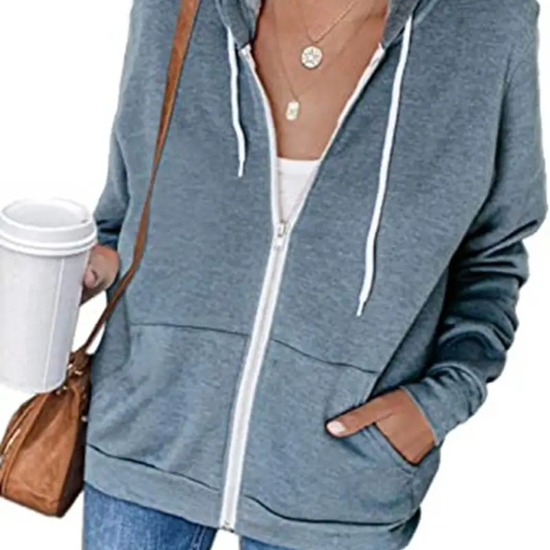 Pink Full Zip Hoodie for Women with Pocket & Drawstring - Image 7