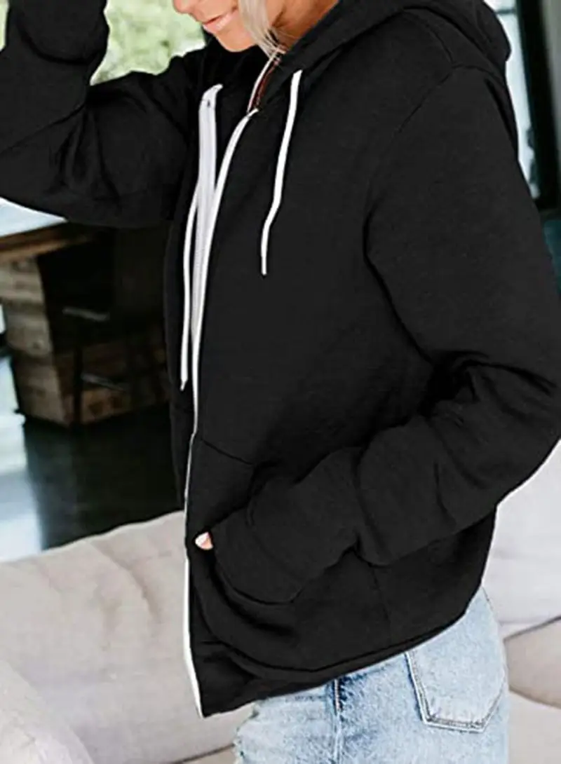 Pink Full Zip Hoodie for Women with Pocket & Drawstring — feature 10