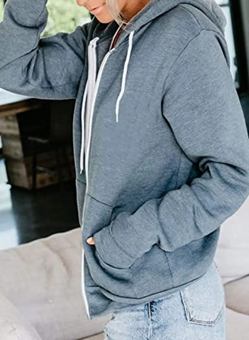 Pink Full Zip Hoodie for Women with Pocket & Drawstring — feature 15