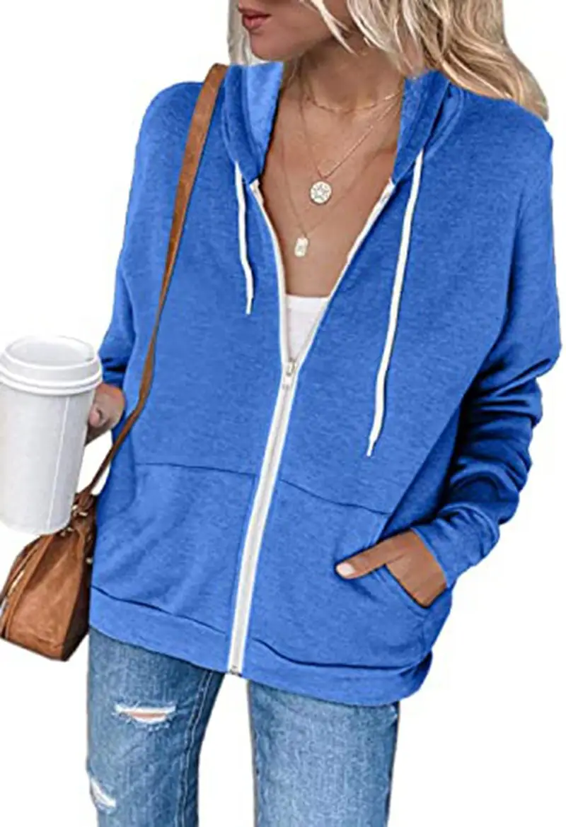 Pink Full Zip Hoodie for Women with Pocket & Drawstring — feature 18