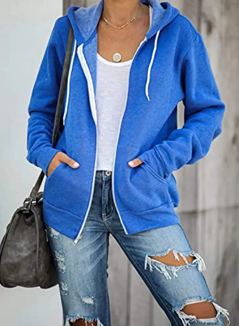 Pink Full Zip Hoodie for Women with Pocket & Drawstring — feature 19