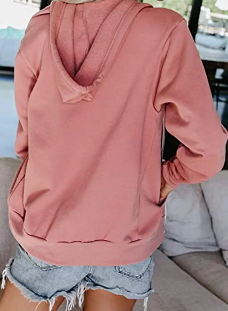 Pink Full Zip Hoodie for Women with Pocket & Drawstring — feature 6