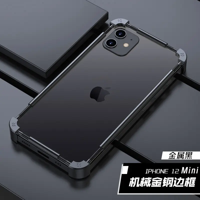 Apple 13 Pro Max Metal Frame Phone Case Black - Image 3