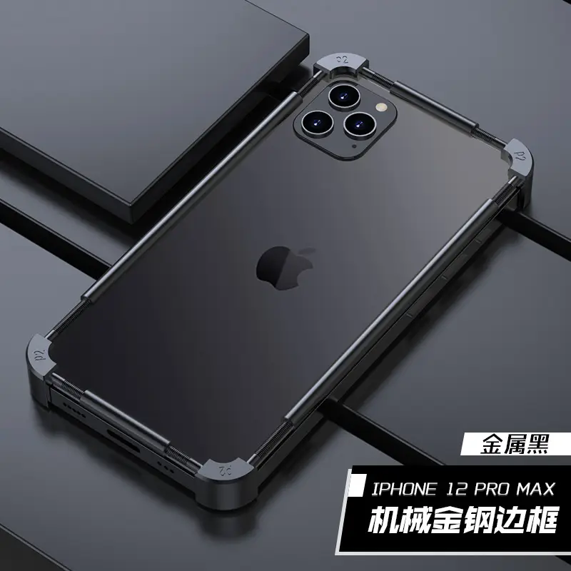 Apple 13 Pro Max Metal Frame Phone Case Black - Image 4