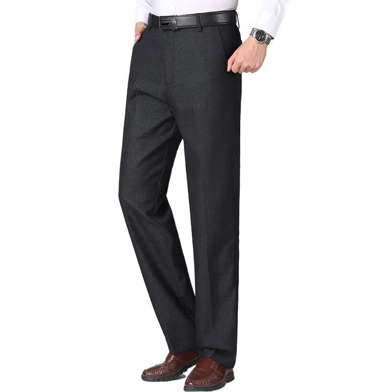Winter Fleece Lined Black Loose Trousers High Waist for Men - Image 7