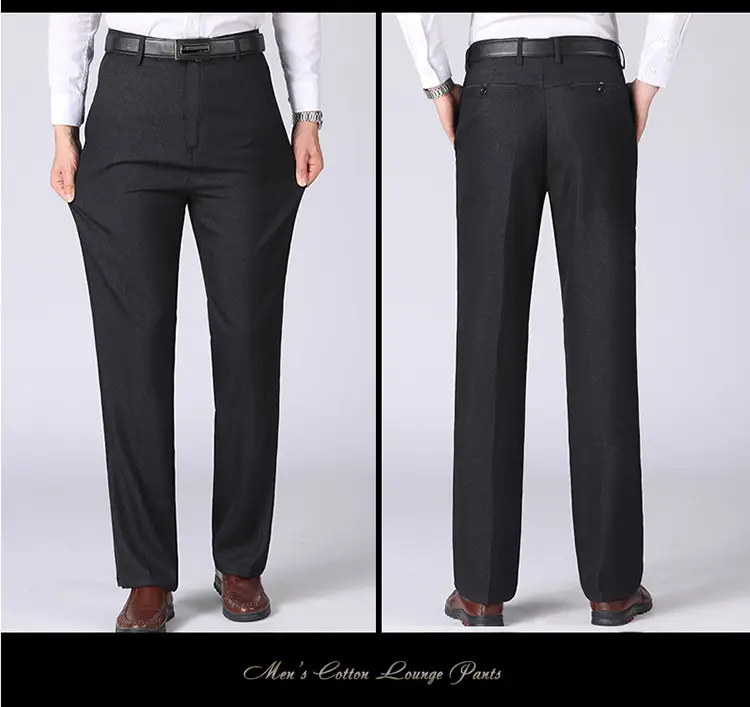 Winter Fleece Lined Black Loose Trousers High Waist for Men — feature 20