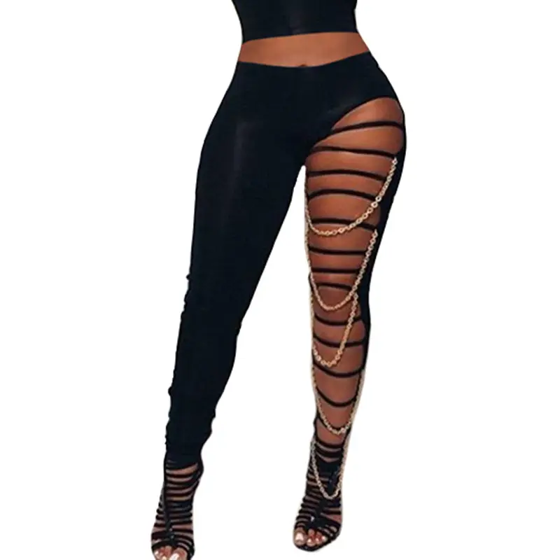 Black Ripped Leggings with Long Sleeve Top Set