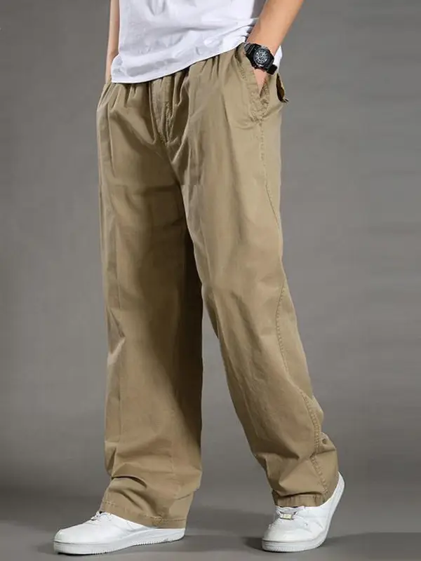 Spring Men Slim Fit Cotton Pants Beige Plus Size - Image 42