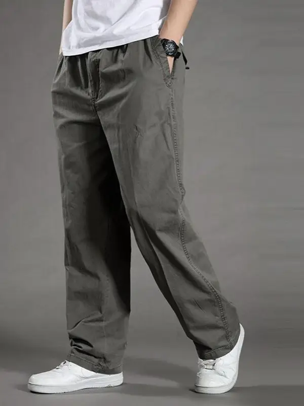Spring Men Slim Fit Cotton Pants Beige Plus Size - Image 43