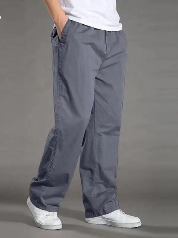 Spring Men Slim Fit Cotton Pants Beige Plus Size - Image 44