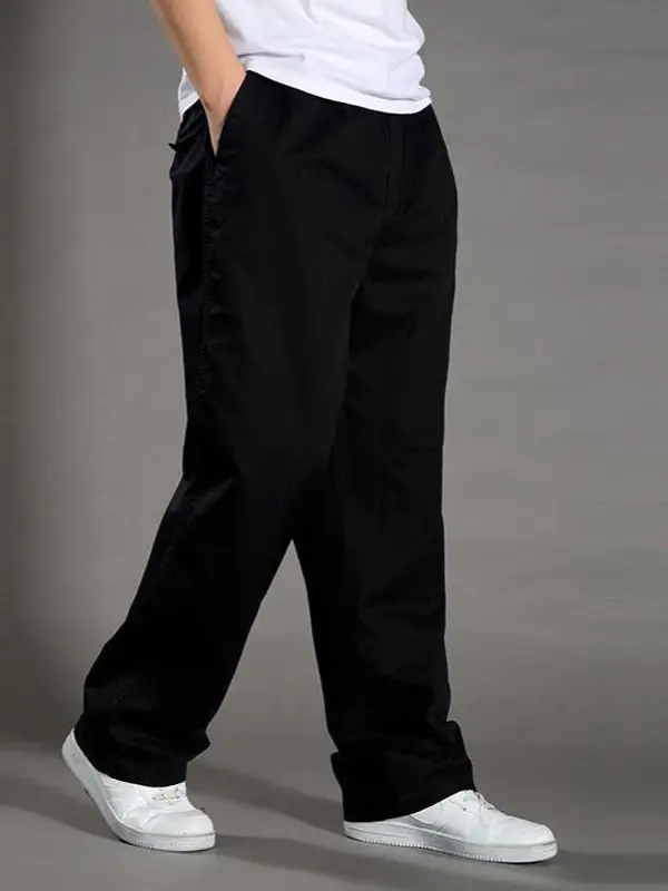 Spring Men Slim Fit Cotton Pants Beige Plus Size - Image 45