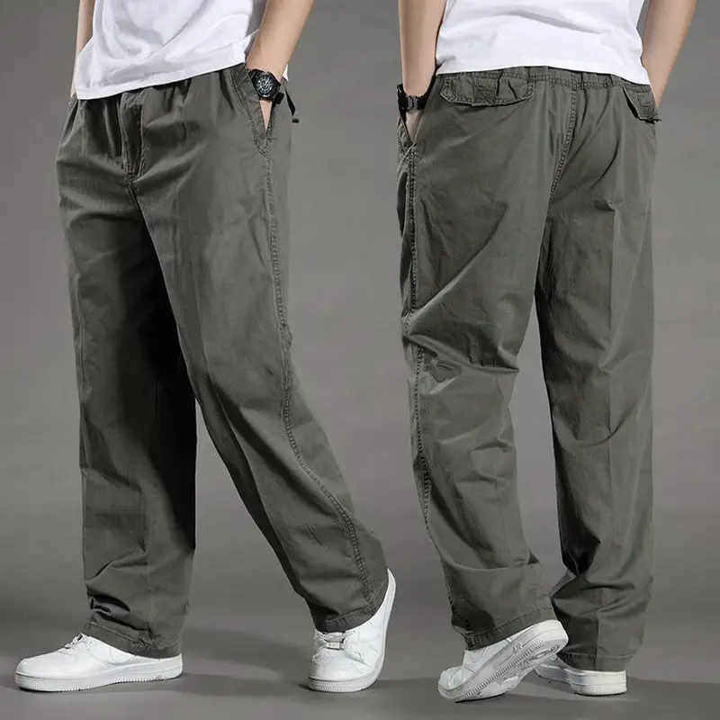 Spring Men Slim Fit Cotton Pants Beige Plus Size - Image 21