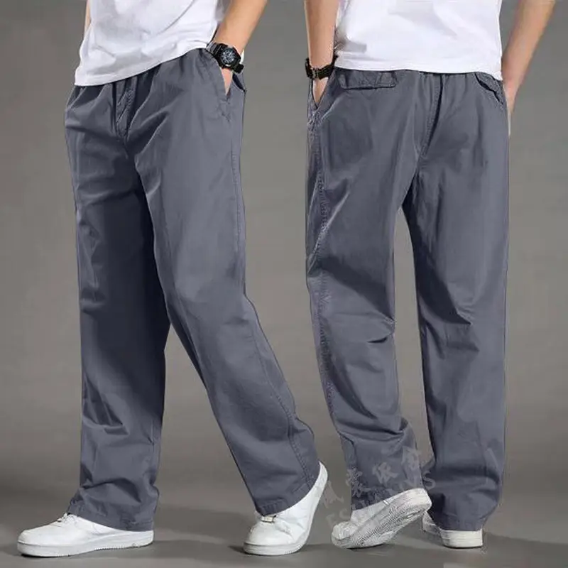 Spring Men Slim Fit Cotton Pants Beige Plus Size - Image 30