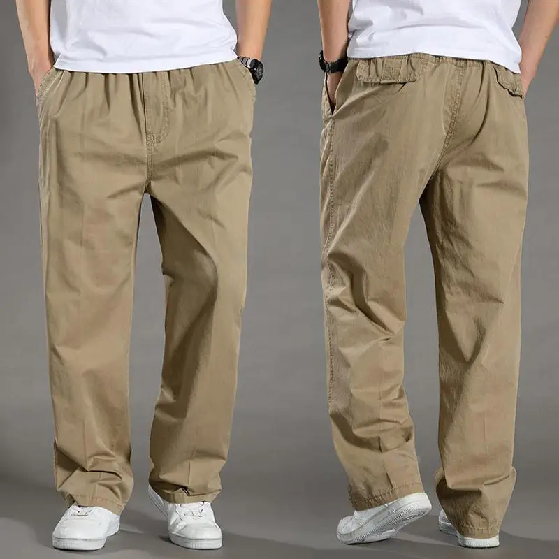 Spring Men Slim Fit Cotton Pants Beige Plus Size - Image 33