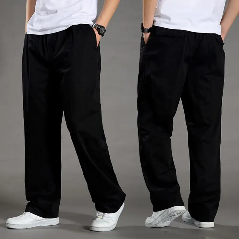Spring Men Slim Fit Cotton Pants Beige Plus Size - Image 5
