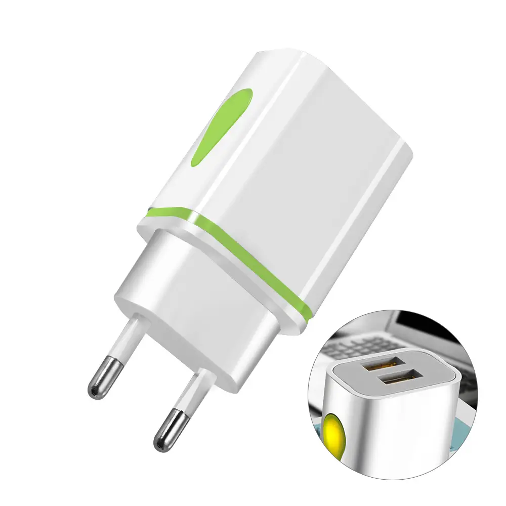 Dual USB Wall Charger with LED Light & EU Gauge - Image 2