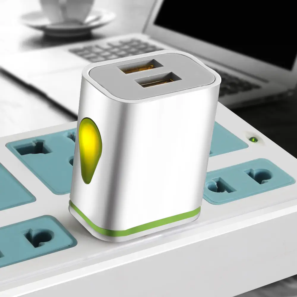 Dual USB Wall Charger with LED Light & EU Gauge - Image 4