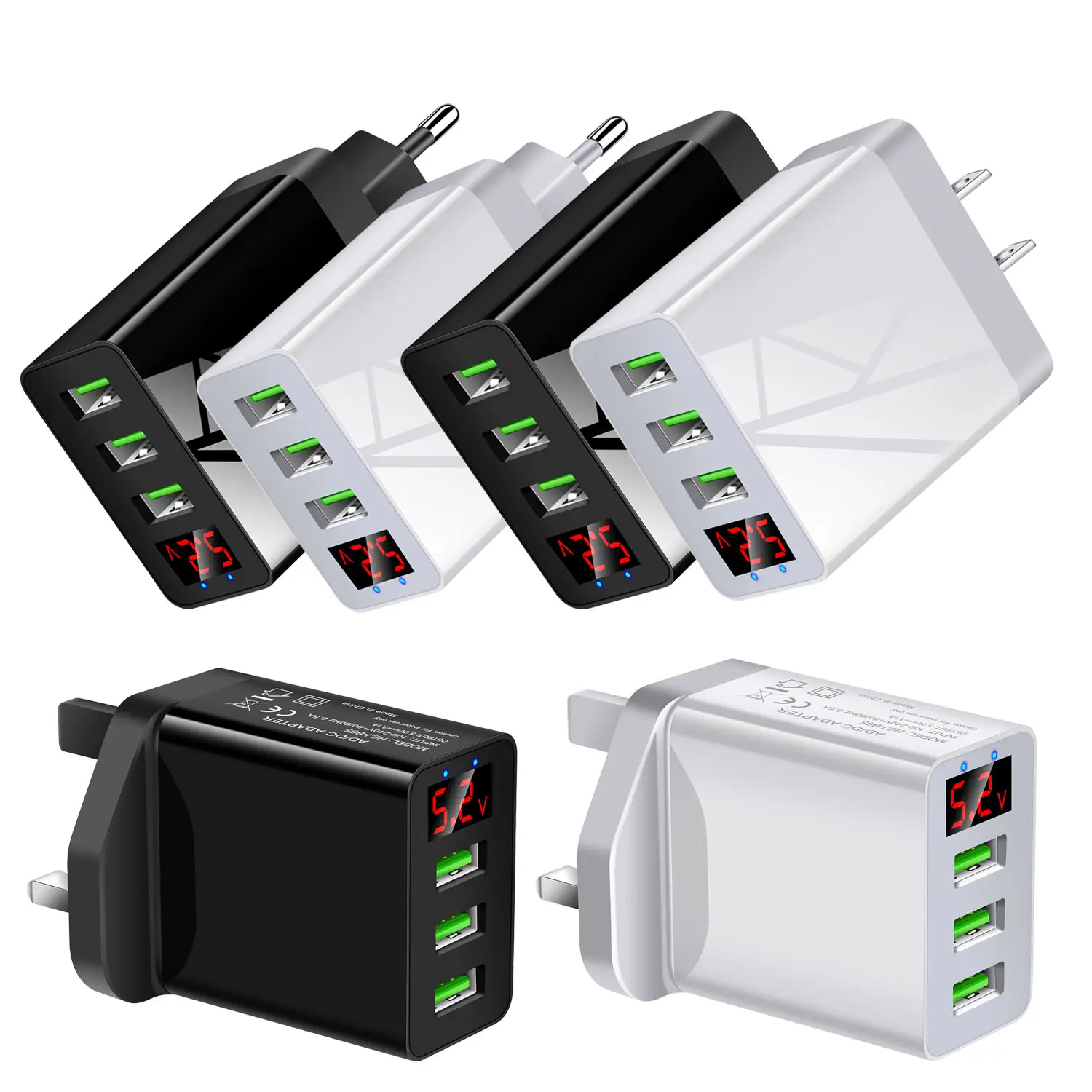 Digital LED Multi-Port Travel Charger with Voltage Display - Image 5