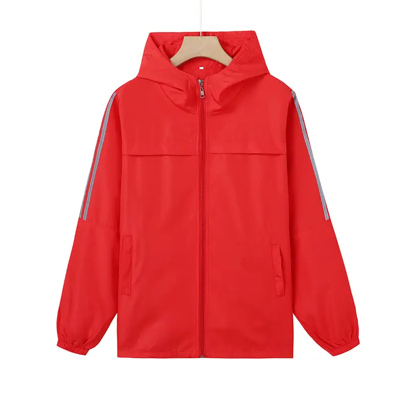 Black Full-Zip Hooded Trench Coat for Men Women - Image 2