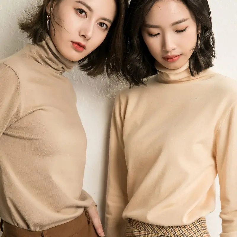 Women's Fall Woolen Collar Sweater Olive Green Slim Fit - Image 17