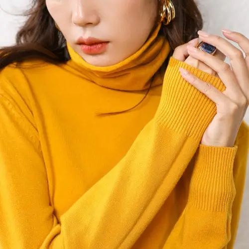 Women's Fall Woolen Collar Sweater Olive Green Slim Fit - Image 12
