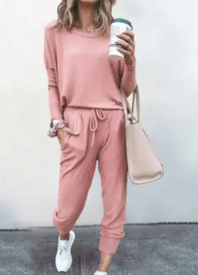 Women's Long Sleeve Sweatpants Set Multi Color Casual Set - Image 2