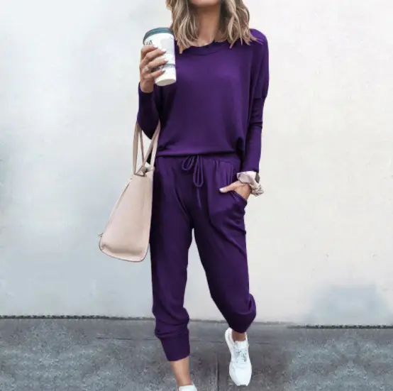 Women's Long Sleeve Sweatpants Set Multi Color Casual Set - Image 4