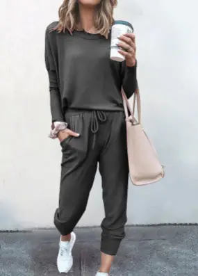 Women's Long Sleeve Sweatpants Set Multi Color Casual Set - Image 8
