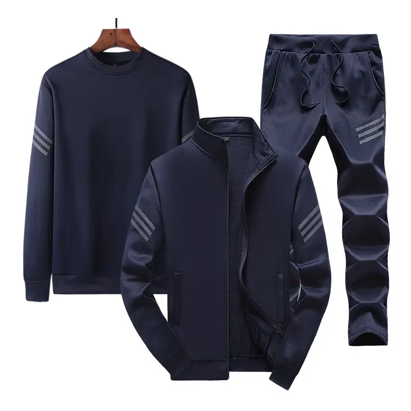 Men Grey Sweatshirt Track Suit 3Pc Spring Autumn Loose Fit - Image 3