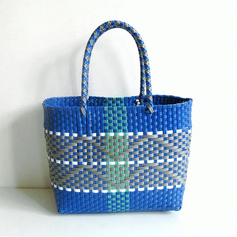 Women's Blue Braided Beach Tote Bag Waterproof Eco-Friendly