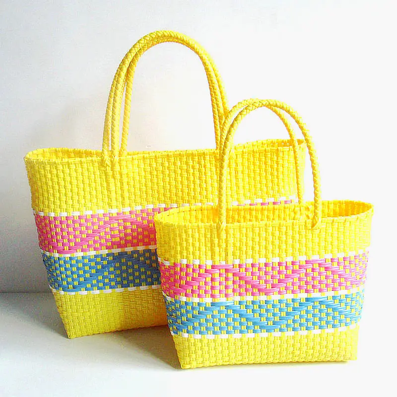 Women's Blue Braided Beach Tote Bag Waterproof Eco-Friendly