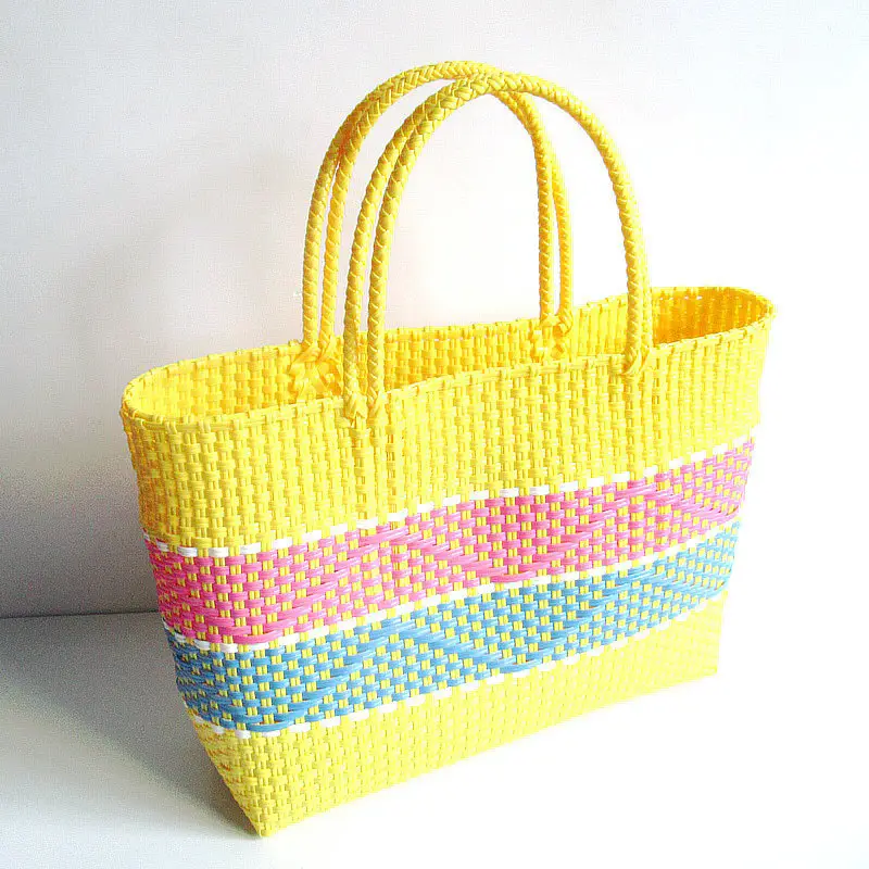 Women's Blue Braided Beach Tote Bag Waterproof Eco-Friendly