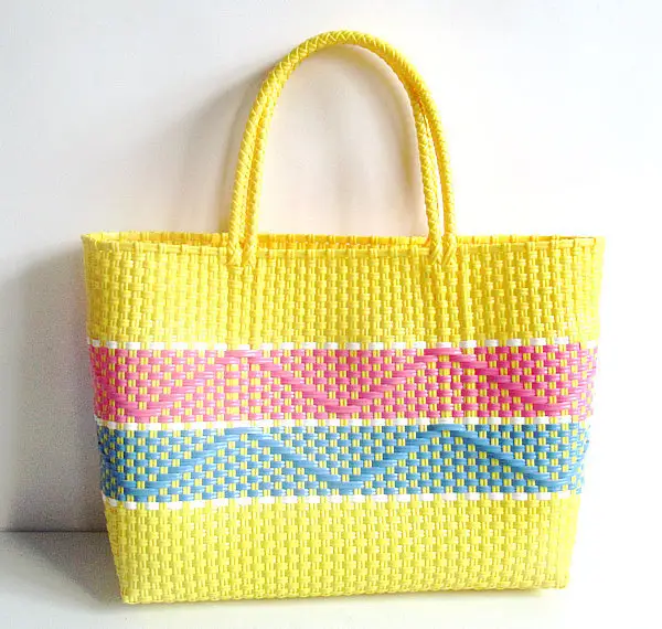 Women's Blue Braided Beach Tote Bag Waterproof Eco-Friendly