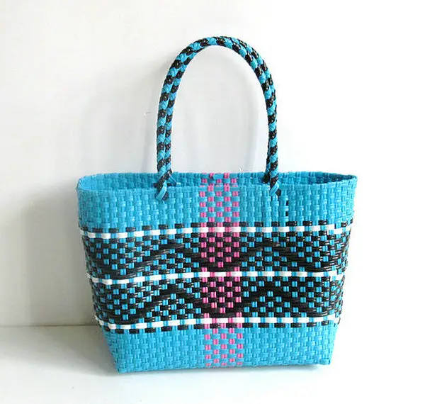 Women's Blue Braided Beach Tote Bag Waterproof Eco-Friendly
