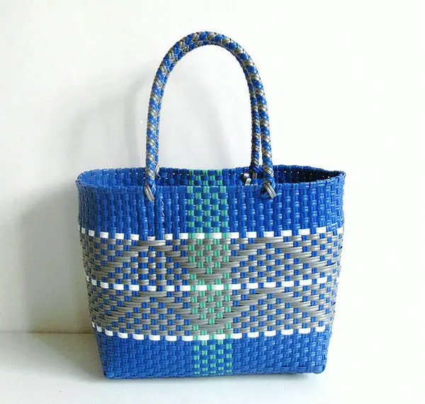 Women's Blue Braided Beach Tote Bag Waterproof Eco-Friendly