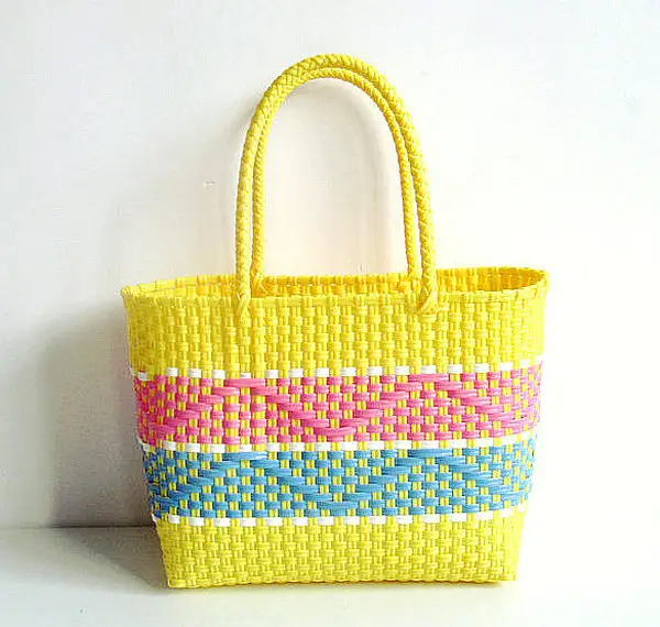 Women's Blue Braided Beach Tote Bag Waterproof Eco-Friendly