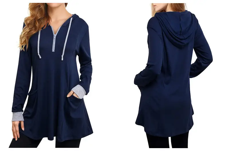 2022 Women's Hooded Long Sleeve T-Shirt Maroon — feature 12