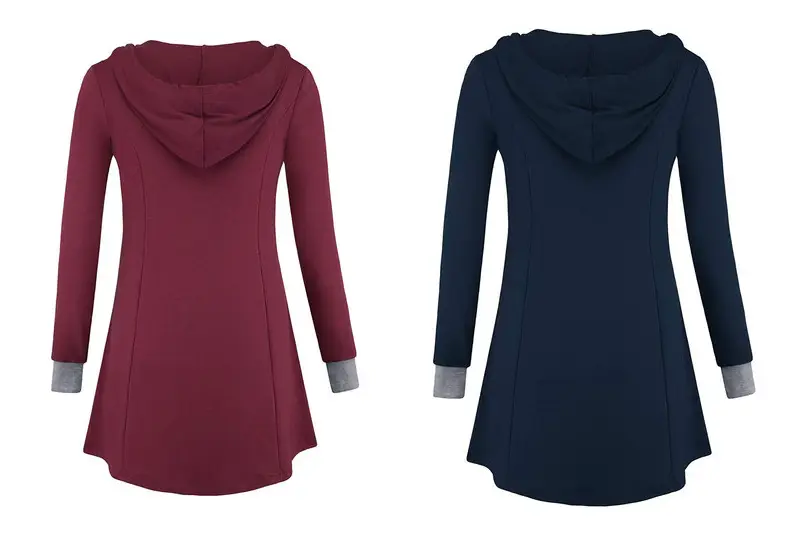 2022 Women's Hooded Long Sleeve T-Shirt Maroon — feature 14