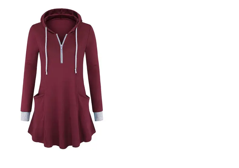 2022 Women's Hooded Long Sleeve T-Shirt Maroon — feature 15
