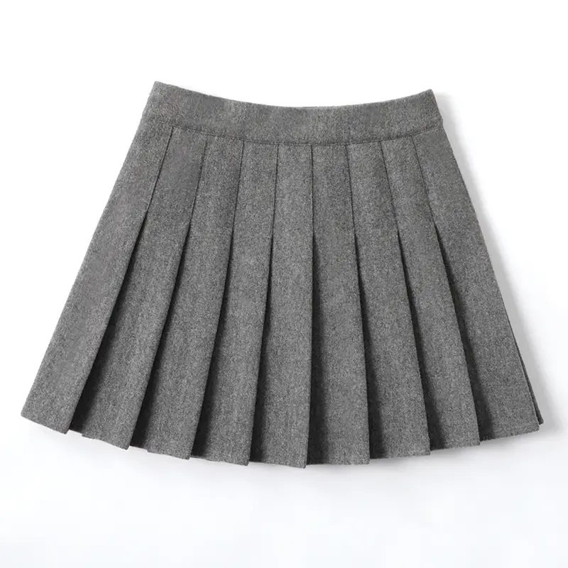 Black Pleated Woolen Skirt Large Women - Image 8