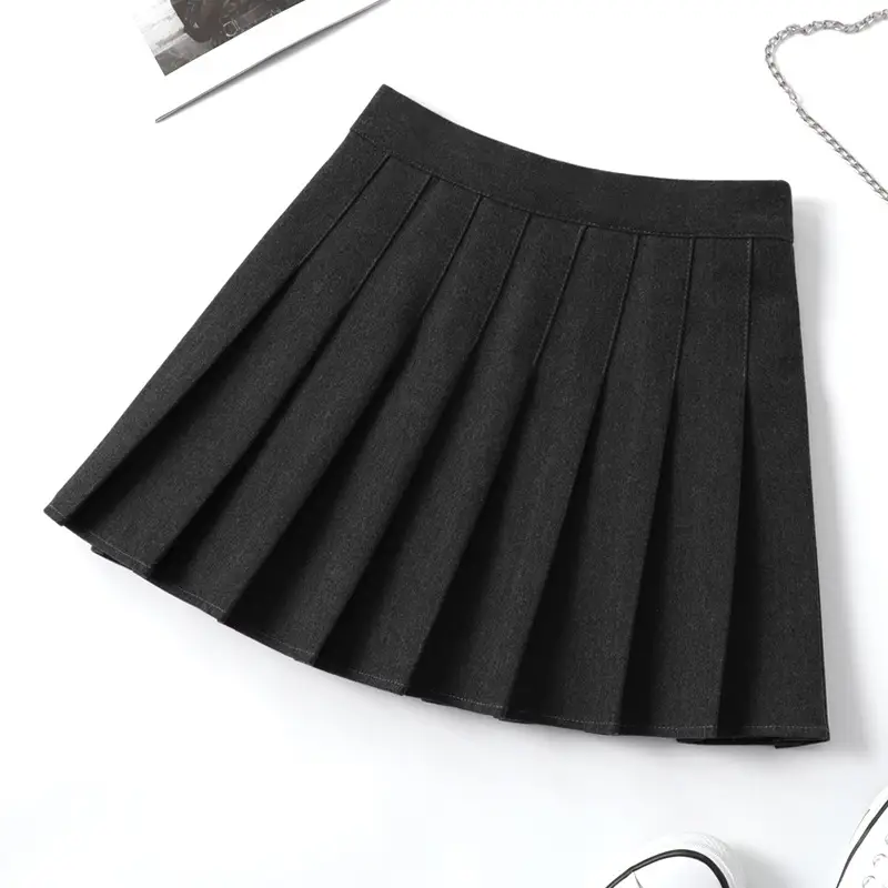 Black Pleated Woolen Skirt Large Women - Image 2