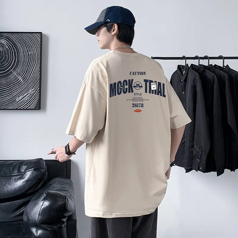 Men Cotton Heavyweight T-Shirt Blue Loose Fit — feature 22