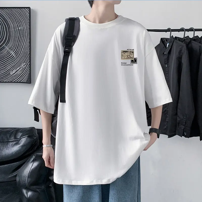 Men Cotton Heavyweight T-Shirt Blue Loose Fit — feature 26