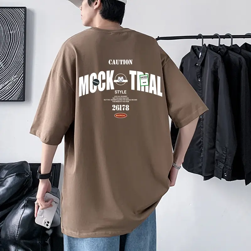 Men Cotton Heavyweight T-Shirt Blue Loose Fit - Image 12