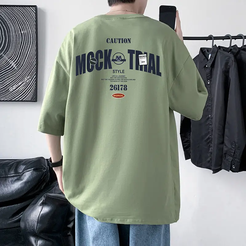 Men Cotton Heavyweight T-Shirt Blue Loose Fit - Image 5