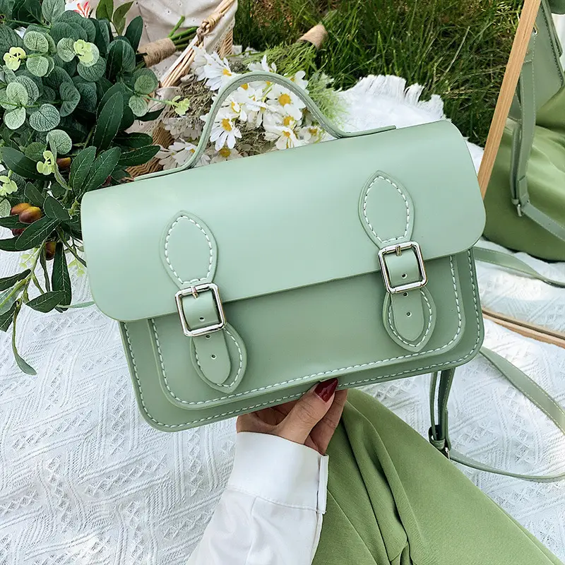 Light Green Leather Crossbody Bag for Women